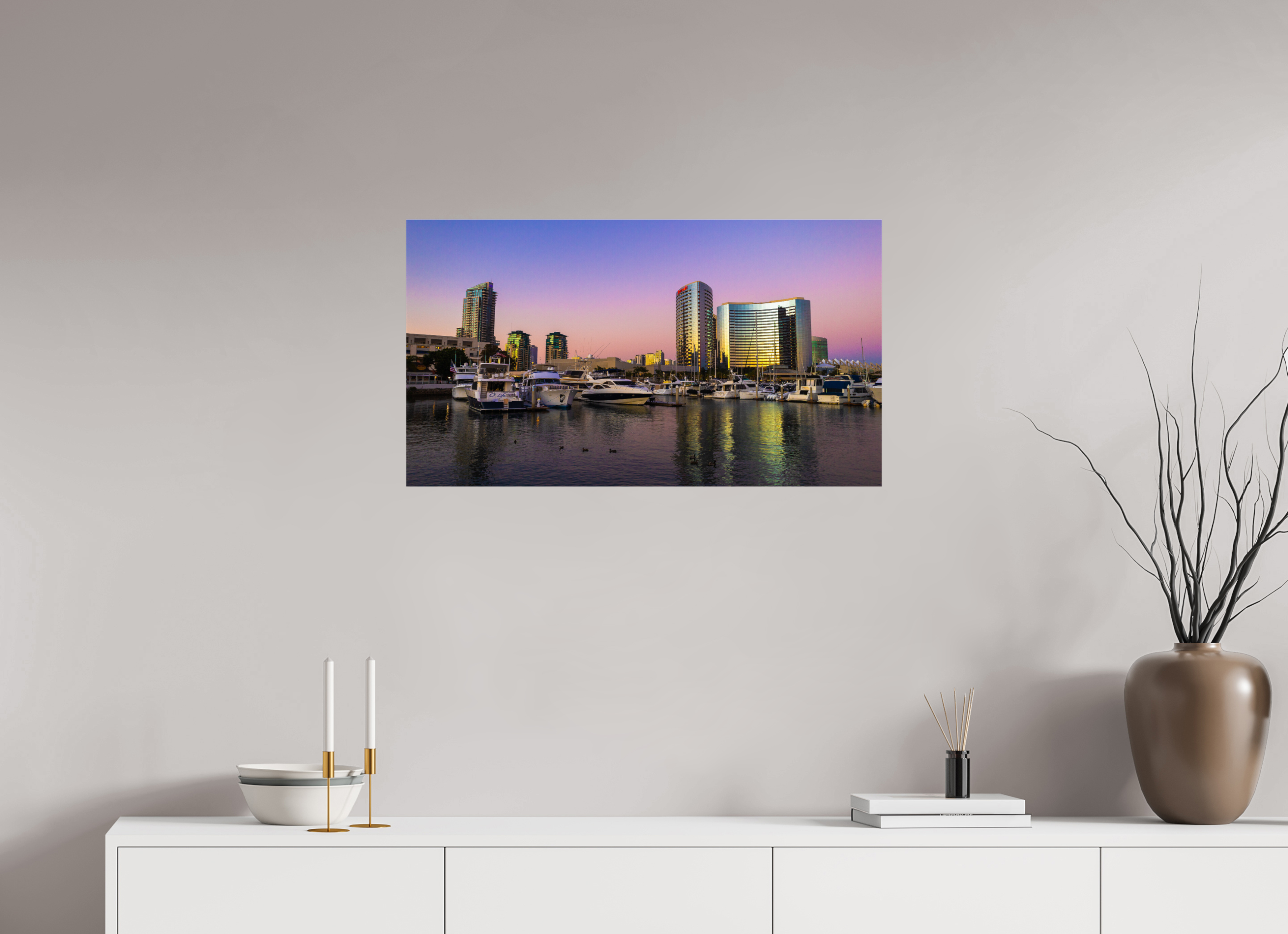 32 x 18″, Photo Print Under Acrylic Glass Marina Sunset