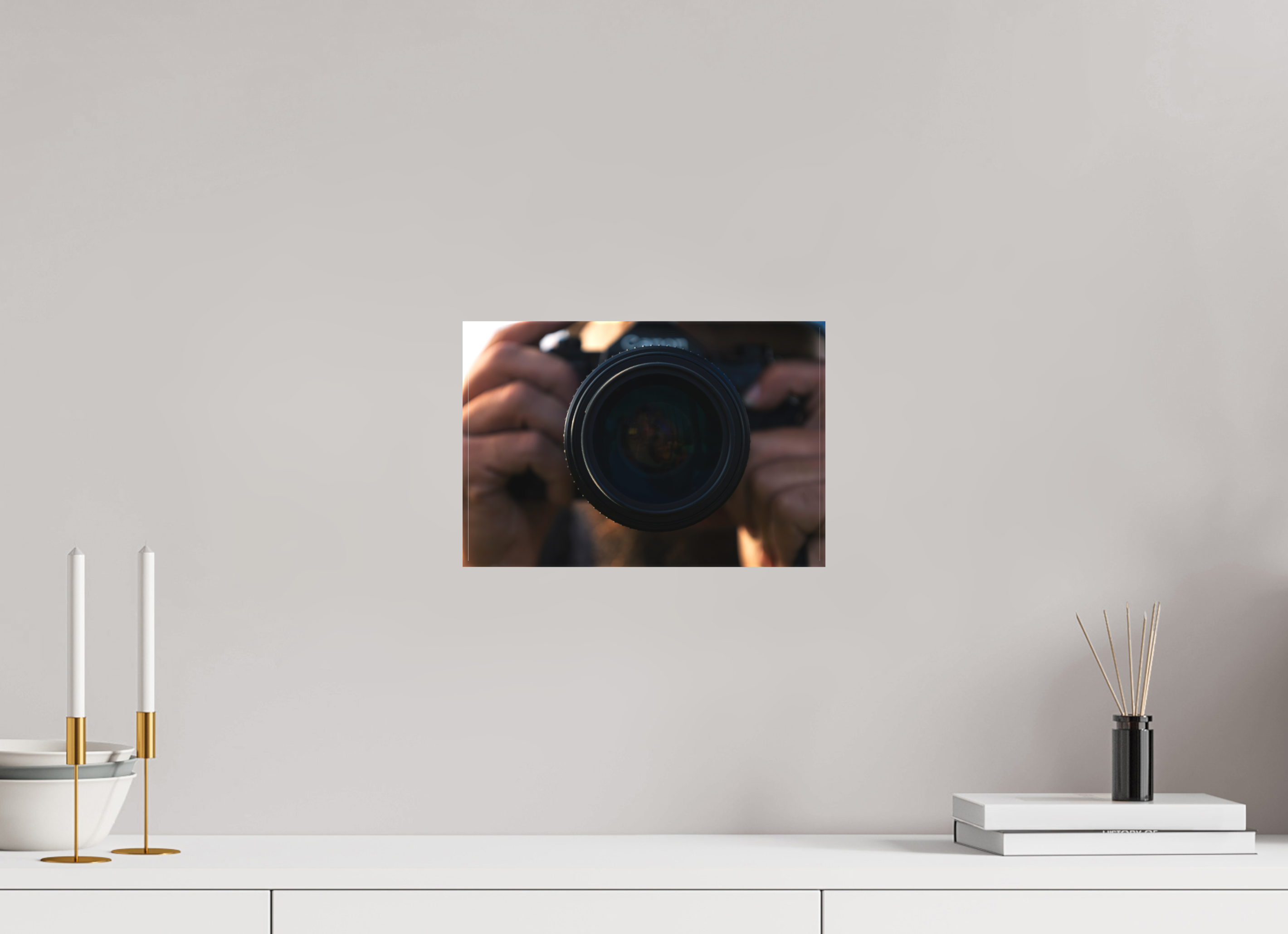 12 x 8″, Textile Print on Stretcher Frame Opposite Side of the Lens