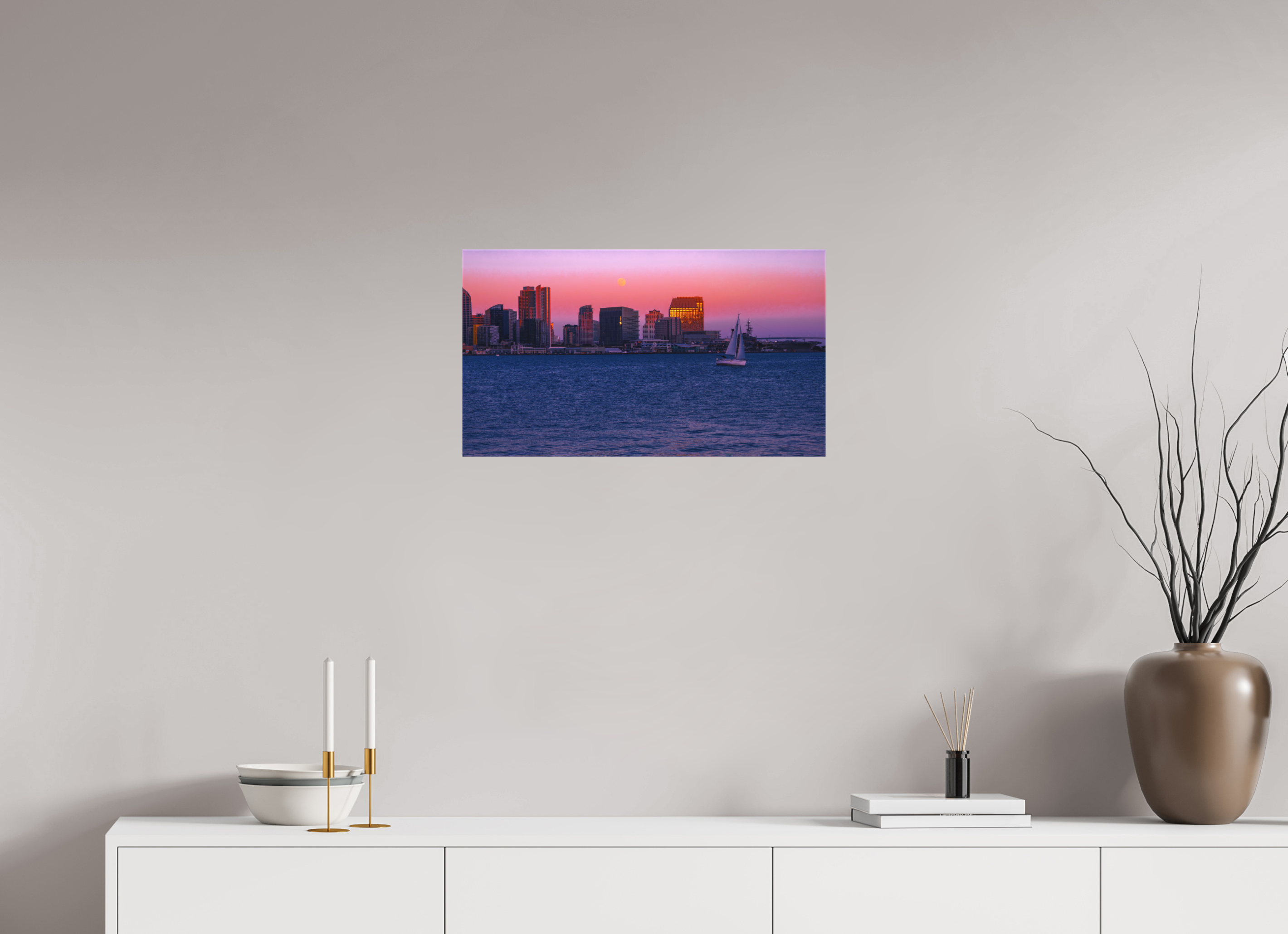 24 x 13.5″, Textile Print on Stretcher Frame Moonrise