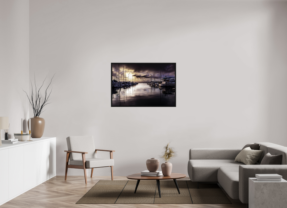 45 x 30″, Floater Frame Eerie Harbor