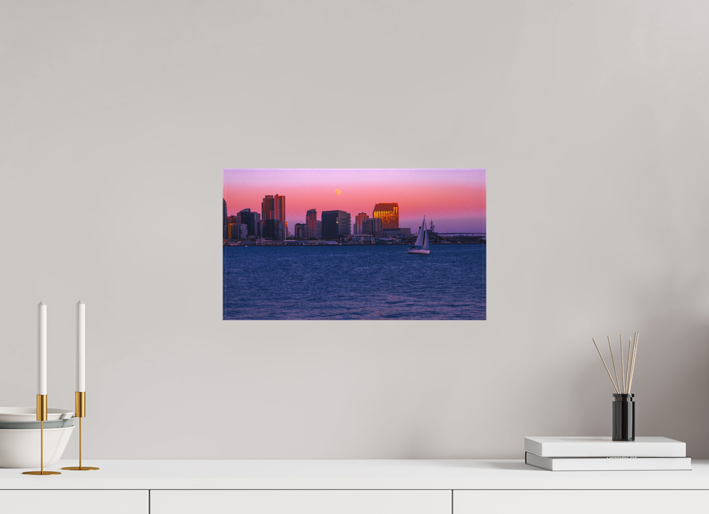 16 x 9″, Textile Print on Stretcher Frame Moonrise