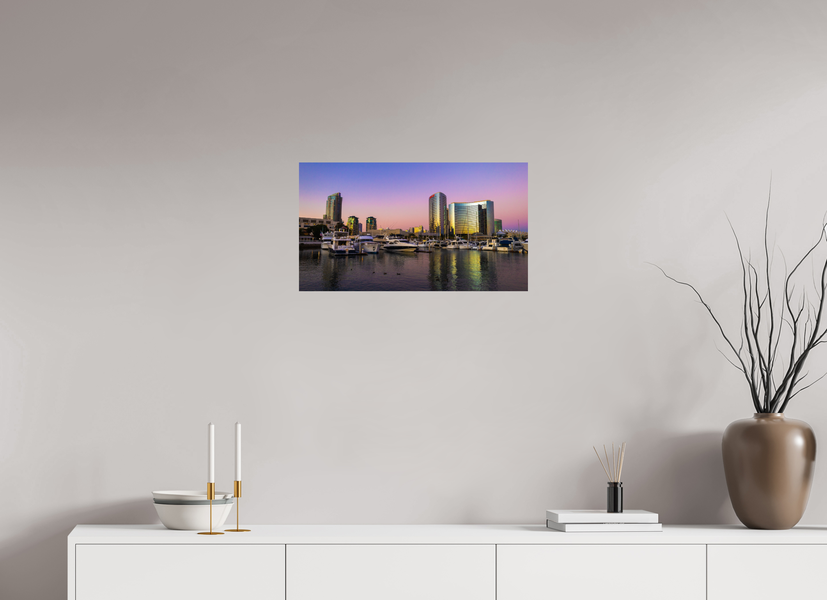 24 x 13.5″, Photo Print on Aluminum Backing Marina Sunset