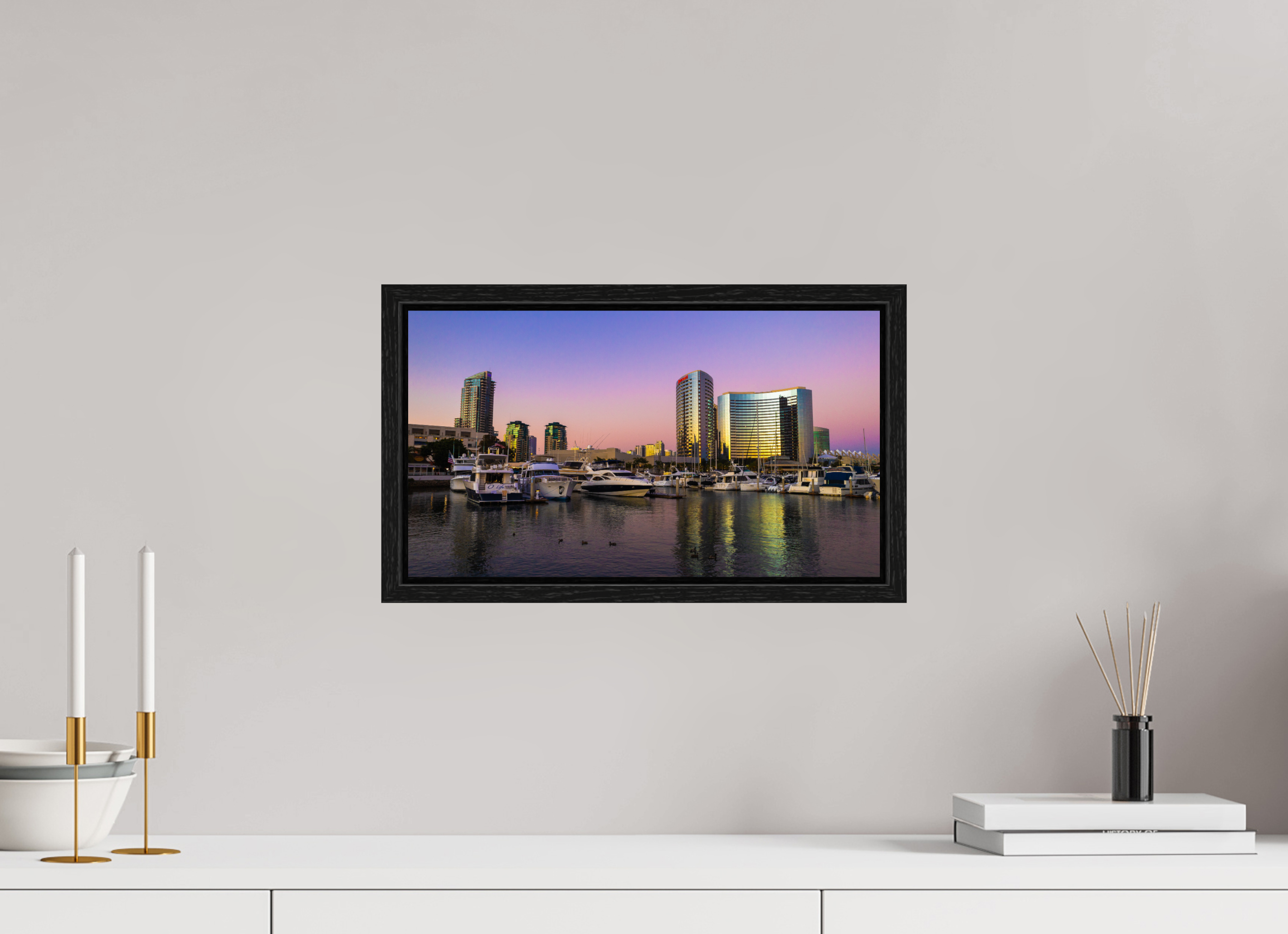 16 x 9″, Floater Frame Marina Sunset