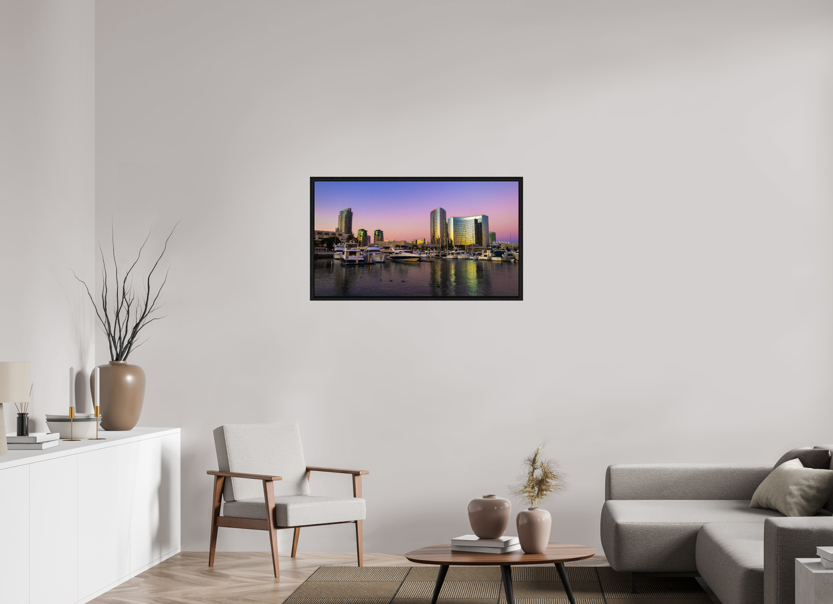 40 x 22.5″, Floater Frame Marina Sunset