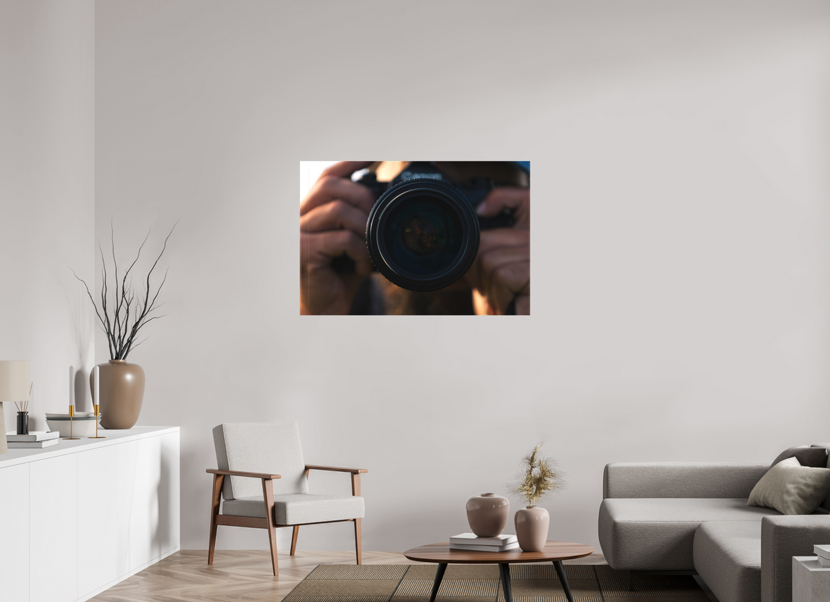 45 x 30″, Textile Print on Stretcher Frame Opposite Side of the Lens