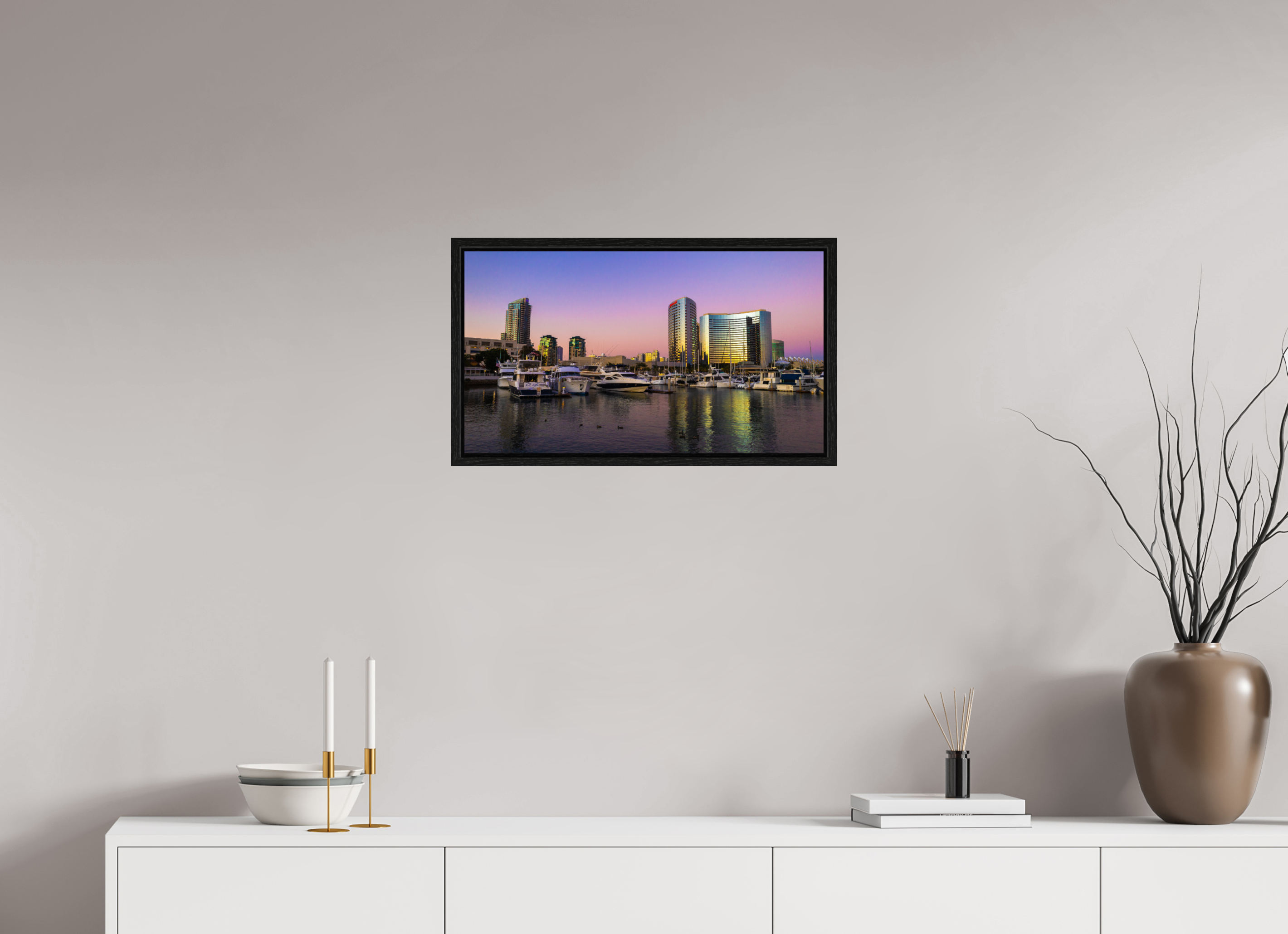 24 x 13.5″, Floater Frame Marina Sunset