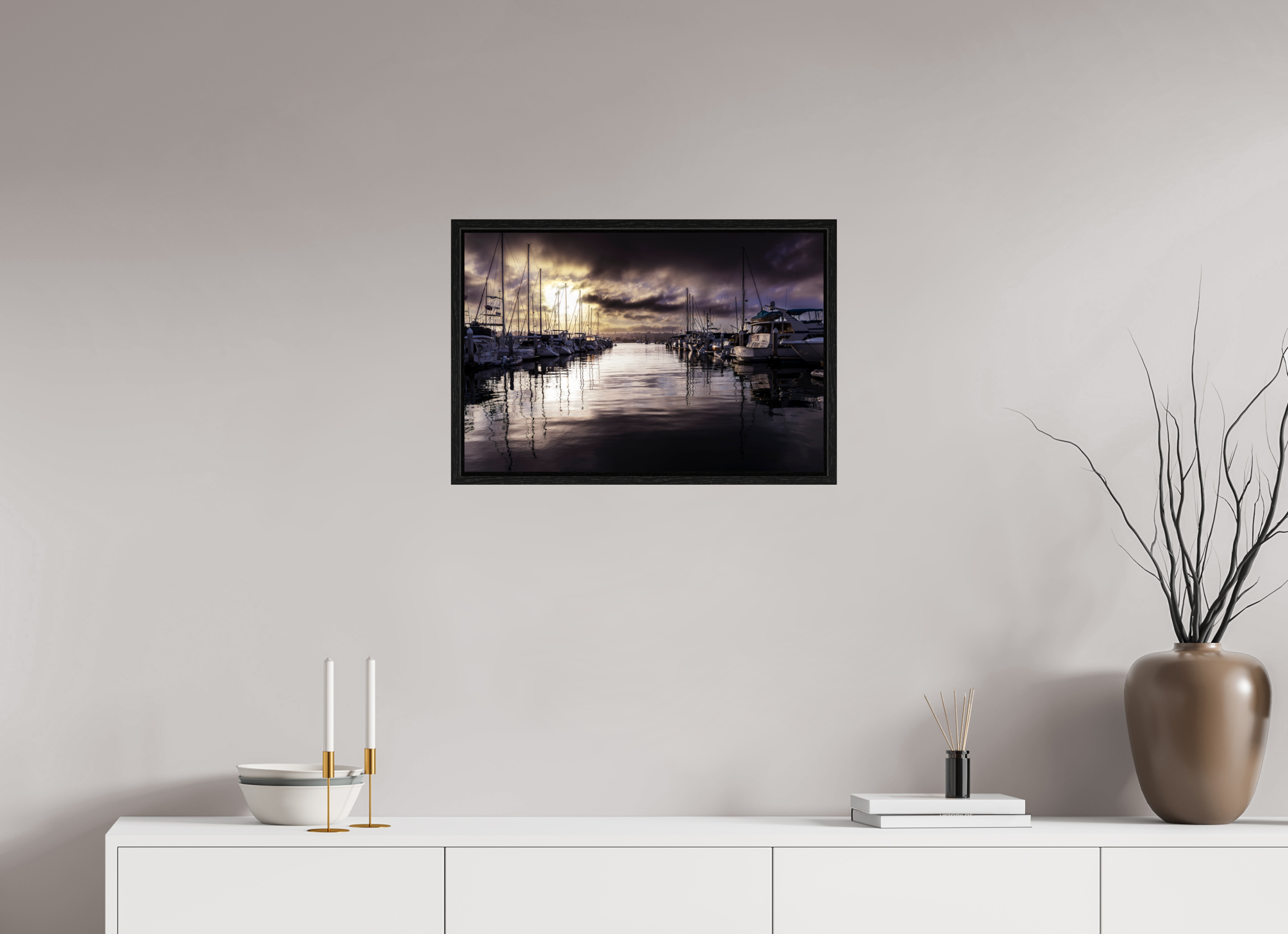 24 x 16″, Floater Frame Eerie Harbor