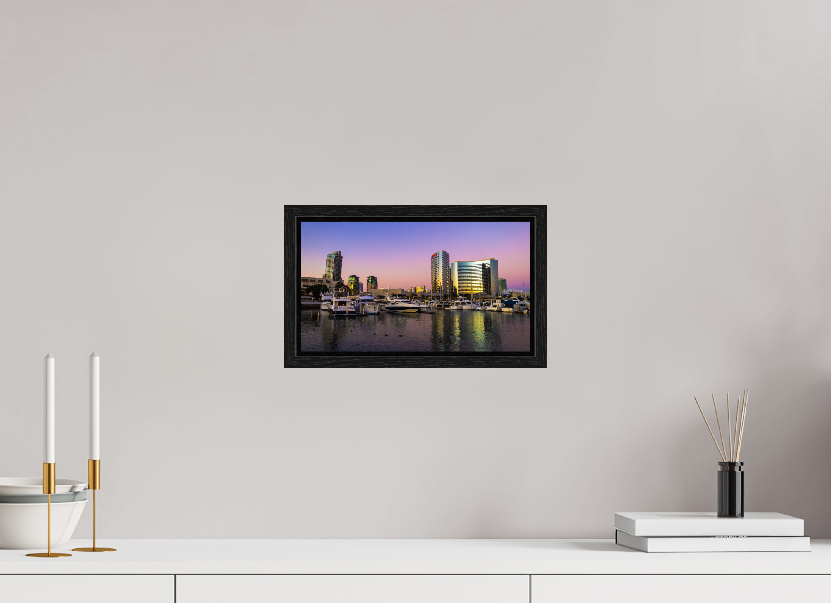 12 x 6.8″, Floater Frame Marina Sunset