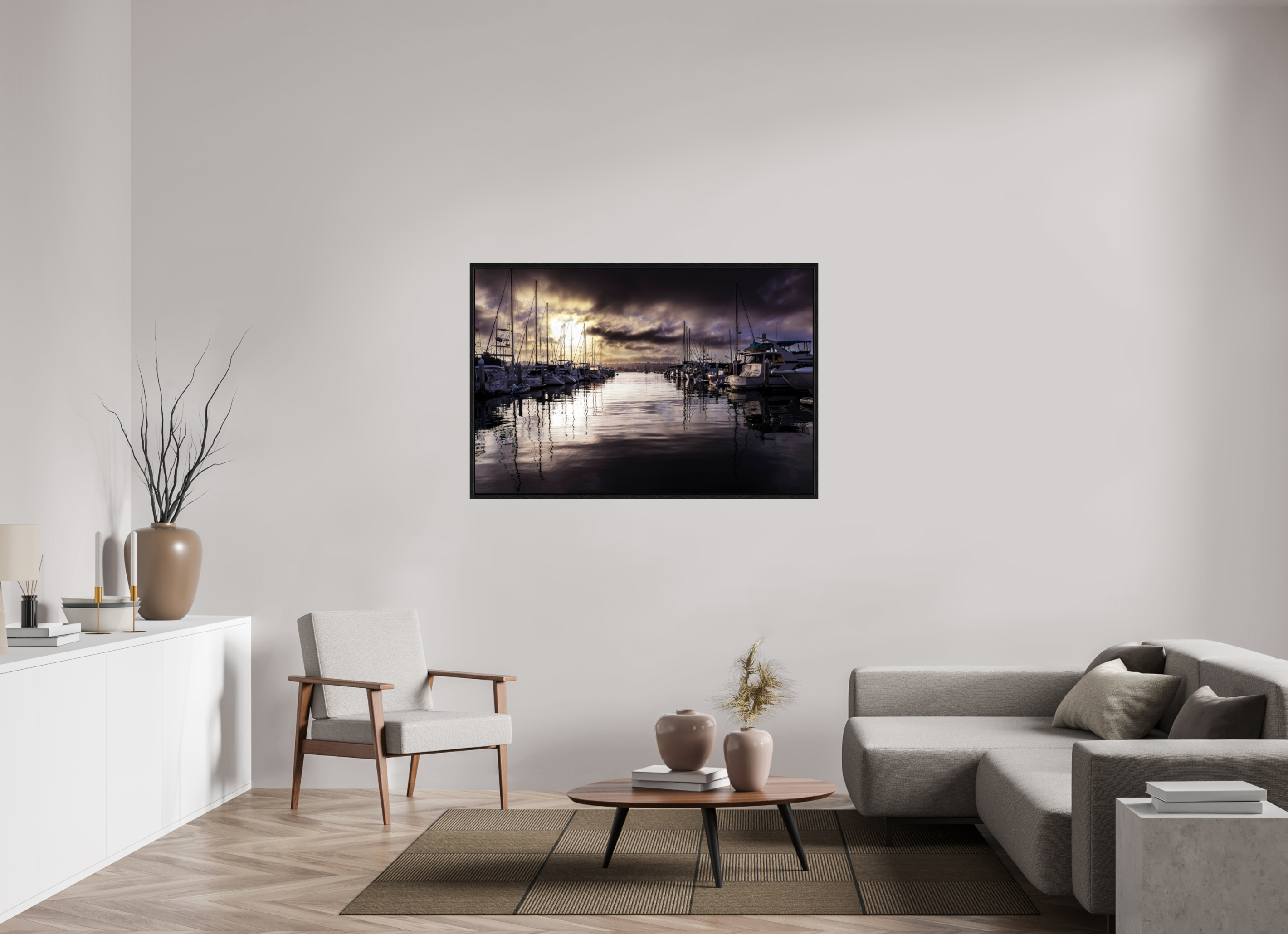 54 x 36″, Floater Frame Eerie Harbor