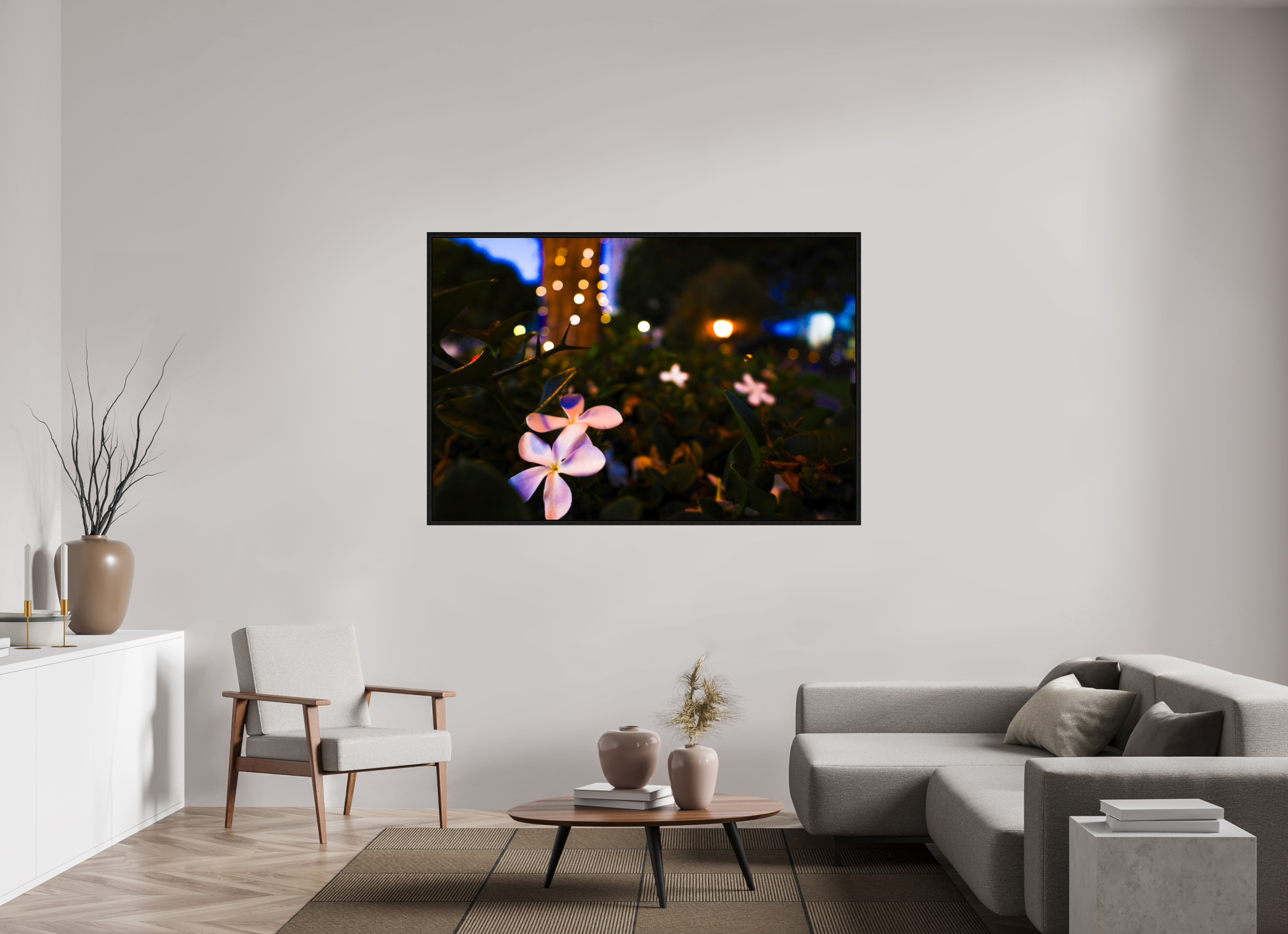66 x 44″, Floater Frame Plumeria