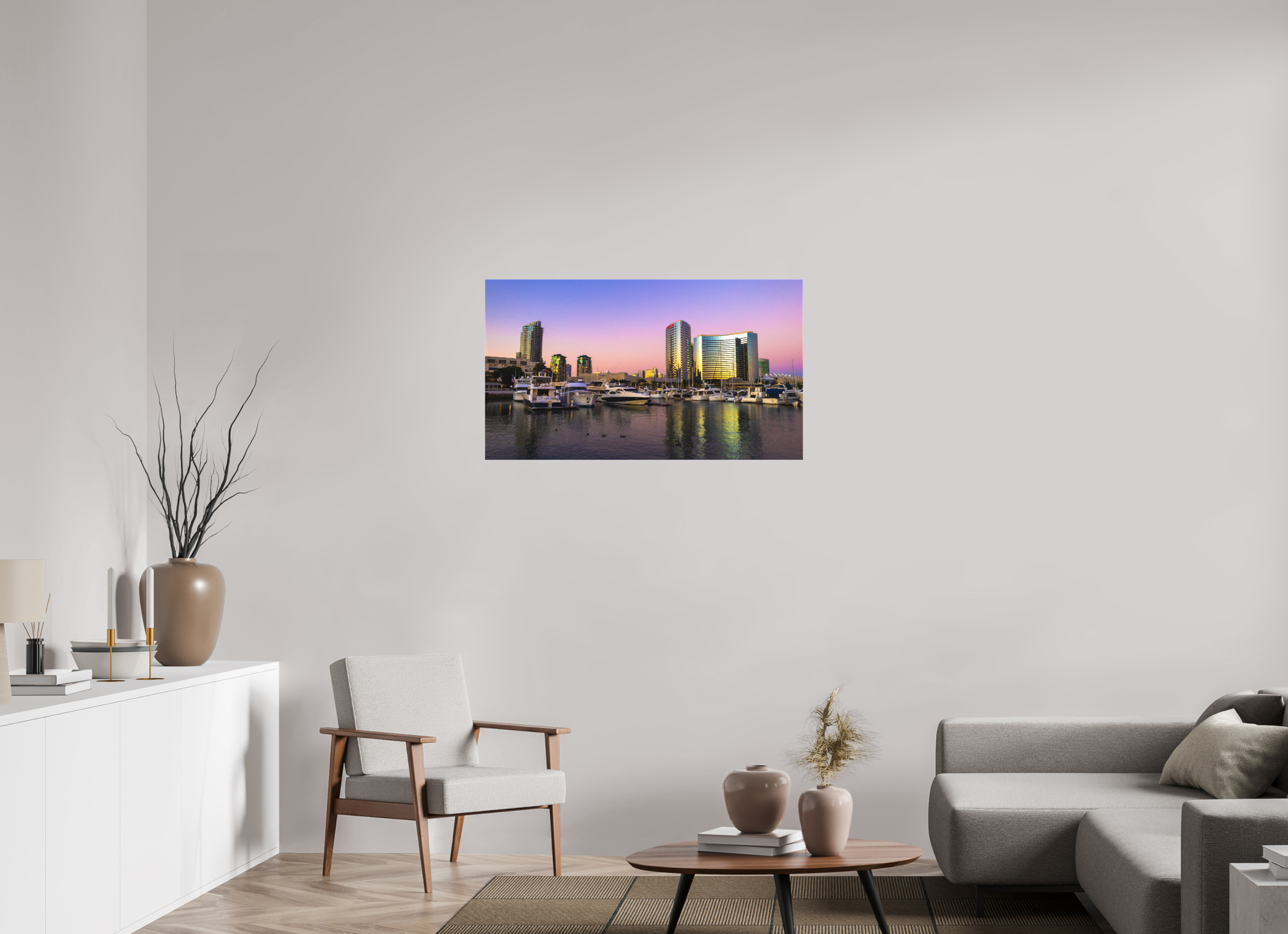 40 x 22.5″, Textile Print on Stretcher Frame Marina Sunset