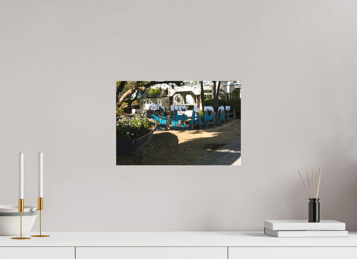 15 x 10″, Textile Print on Stretcher Frame Seaport Sign
