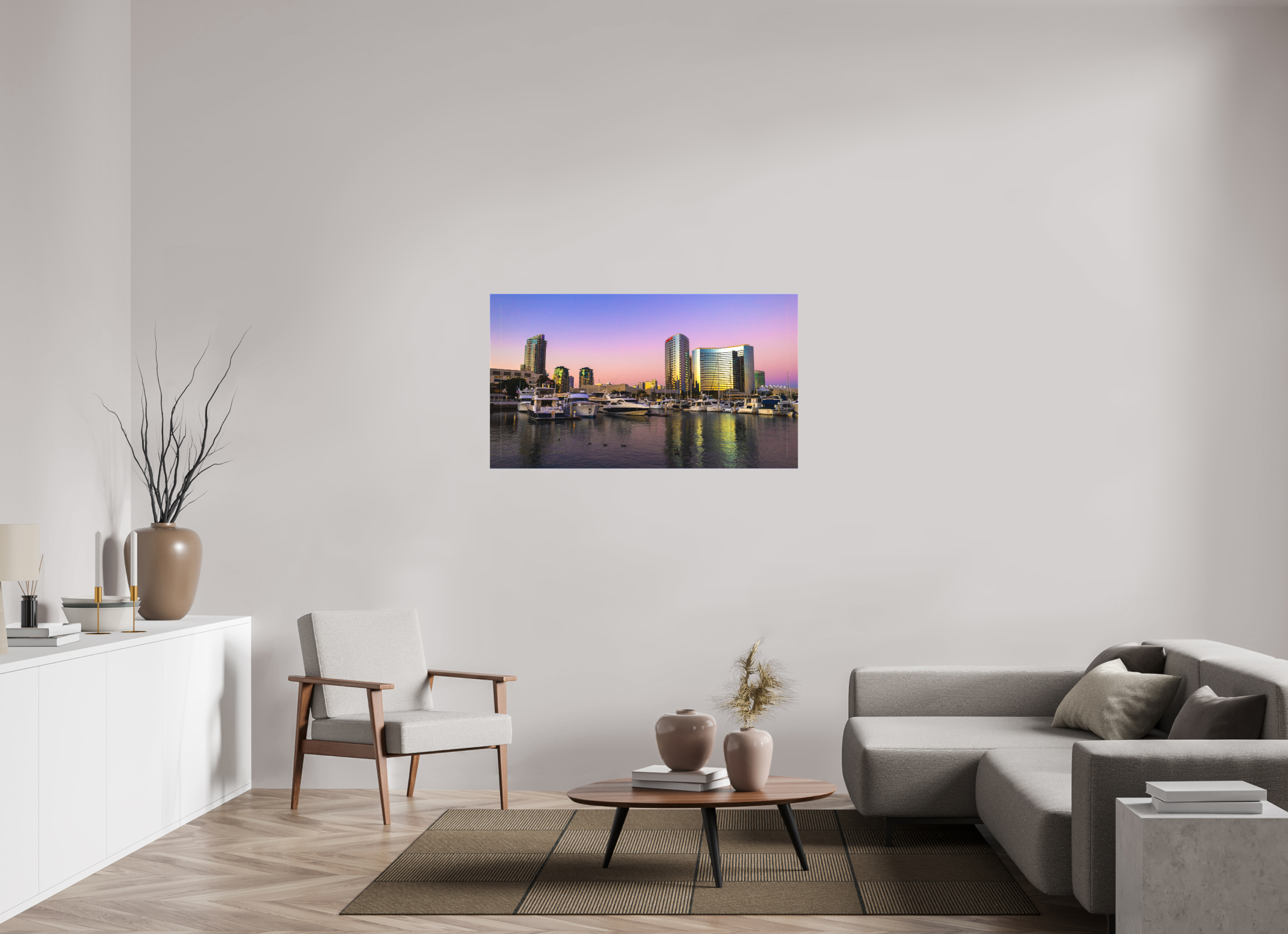 49 x 27.6″, Textile Print on Stretcher Frame Marina Sunset
