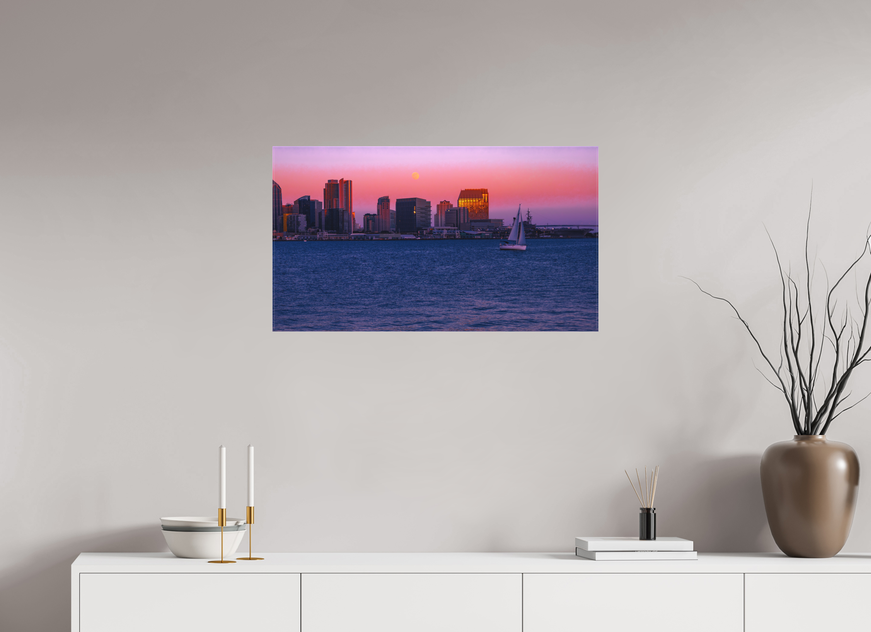 32 x 18″, Textile Print on Stretcher Frame Moonrise