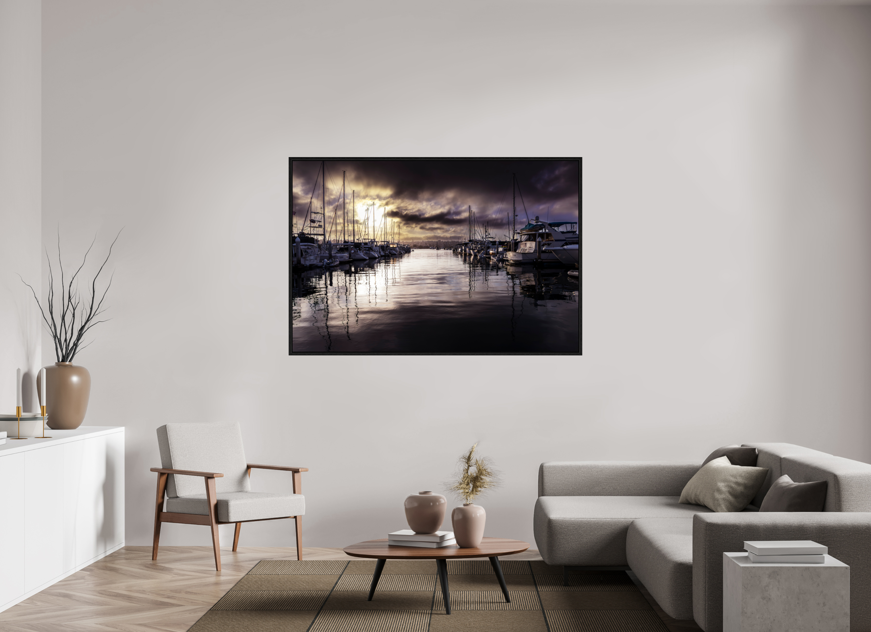 66 x 44″, Floater Frame Eerie Harbor